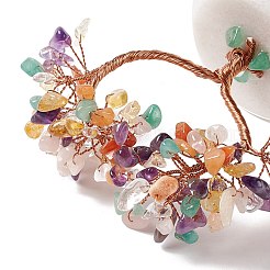 Natural Gemstone Chips and Natural White Jade Pedestal Display Decorations&nbsp;DJEW-G027-14RG