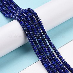 天然石ラピスラズリビーズ連売り  多面カット  ロンデル  4x2mm  穴：0.7mm  約157個/連  15.55インチ（39.5cm）&nbsp;G-H278-02C