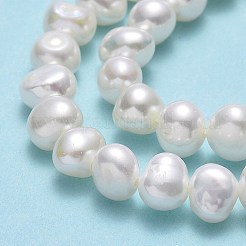 天然養殖淡水パールビーズ連売り  研磨両側  リネン  5x5.5~6x4.5~5mm  穴：0.7mm  約67個/連  13.98''（35.5センチメートル）&nbsp;PEAR-A005-09-01
