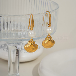 Stainless Steel Shell Shape Dangle Earrings&nbsp;UP3582