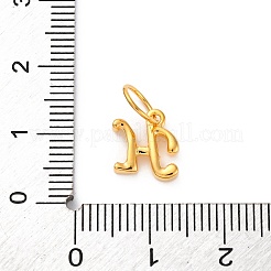 丸カン付きスターリングシルバーレターチャーム925個  ゴールドカラー  文字h  10x9.5x2mm  穴：5mm&nbsp;STER-R008-01G-H