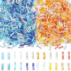 透明ガラスツイストビューグルビーズ600個、6スタイル  丸い穴  ミックスカラー  6x2mm  穴：0.8mm  100個/スタイル&nbsp;EGLA-YW0005-82