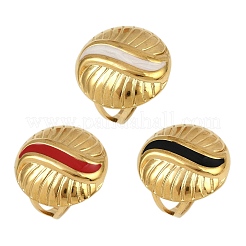 Flat Round 304 Stainless Steel Enamel Finger Rings for Women&nbsp;RJEW-G355-07G