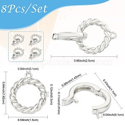 真鍮製折りたたみ留め具8個  カドミウムフリー＆ニッケルフリー＆鉛フリー  リング形状  プラチナ  25mm  穴：1mmと1.2mm&nbsp;KK-FS0002-19P