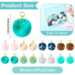 40個8スタイルアクリルパーツ  304ステンレススチール製丸カン付き  ミックスカラー  36mm  5個/スタイル&nbsp;PALLOY-YW00204