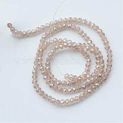 電気メッキガラスビーズセット  ABカラーメッキ  ファセットロンデル  リネン  3.5~3.8x2.5~3mm  穴：0.8~1mm  約105~110個/連  29~31cm&nbsp;EGLA-R048-3mm-33