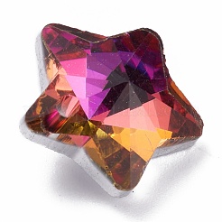 電気メッキガラスチャーム  多面カット  スター  フクシア  13x13.5x7mm  穴：1.2mm&nbsp;X-GLAA-H104-A01