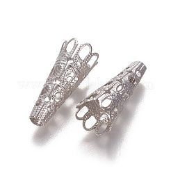 変色しにくい304ステンレススチールビーズキャップ  ステンレス鋼色  22x9mm  穴：3mm  内径：9mm&nbsp;STAS-L226-014P
