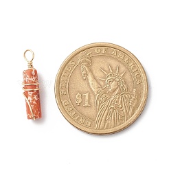 ナチュラルインペリアルジャスパーペンダント  金色の銅線を巻いた  コラムチャーム  染め  18.5~20x5~5.5mm  穴：2.5mm&nbsp;PALLOY-JF01817-06