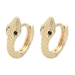 Brass Cubic Zirconia Hoop Earrings&nbsp;EJEW-Q014-08G