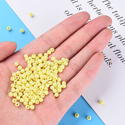不透明なアクリルビーズ  ABカラー  ラウンド  きいろ  4x3.5mm  穴：1.6mm  約15000個/500g&nbsp;MACR-S371-11-I07