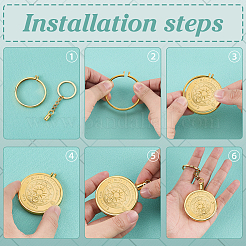 4Pcs Flat Round Zinc Alloy Coin Holder Keychains&nbsp;KEYC-FG0001-26A-G