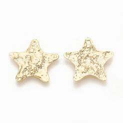 真鍮チャーム  スター  ニッケルフリー  18KGP本金メッキ  18x19x1.5mm  穴：1mm&nbsp;X-KK-S345-102
