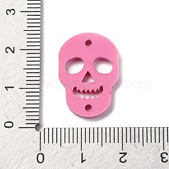 頭蓋骨の不透明アクリルコネクタチャーム  濃いピンク  21.5x15x2.5mm  穴：1.6mm&nbsp;OACR-B027-02B