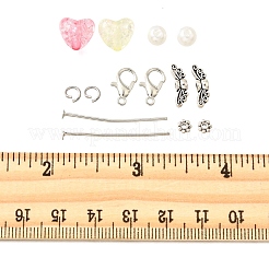 DIY ABSプラスチック模造真珠天使ペンダント作成キット  合金の妖精の羽のビーズを含む  鉄平頭ピン  304ステンレススチールオープン丸カン  ミックスカラー  4x14x4mm  穴：1.5mm  約&nbsp;DIY-FP0001-44