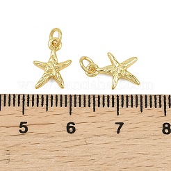 真鍮チャーム  ヒトデのチャーム  丸カン付き  18KGP本金メッキ  11.5x8.5x2mm  穴：2.5mm&nbsp;KK-D218-10G-02