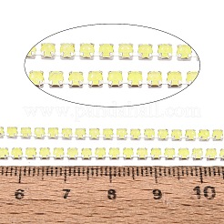 鉄ラインストーンカップチェーン  スプールで  銀  シャンパンイエロー  2~2.5x2~2.5x2~2.5mm  約30.00フィート（9.14m）/ロール&nbsp;CH-T006-01A-12