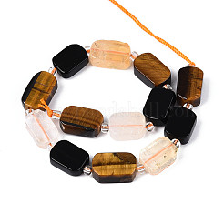 Natural Obsidian & Citrine & Tiger Eye Beads Strands&nbsp;G-N358-02A-05