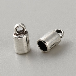 チベット風合金コードエンドパーツ  エンドキャップ  アンティークシルバー  8x4mm  穴：1.4mm&nbsp;FIND-WH20023-031AS-02