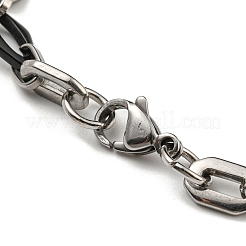 Non-Tarnish Two Tone 201 Stainless Steel Oval & Rhombus Link Chain Bracelet&nbsp;BJEW-B078-46BP