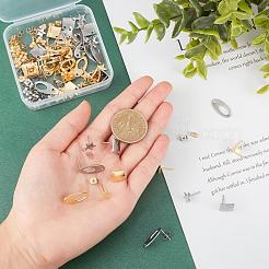 60Pcs 2 Colors Oval & Rhombus & Star 304 Stainless Steel Stud Earring Findings&nbsp;STAS-PH0001-53