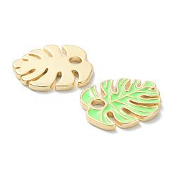 真鍮製エナメルペンダント  カドミウムフリー＆鉛フリー  18KGP本金メッキ  長持ちメッキ  葉  薄緑  18x16x1.5mm  穴：2.5mm&nbsp;KK-A153-07G-D