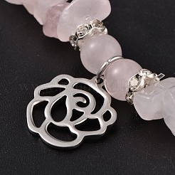 Natural Rose Quartz Beaded Stretch Bracelets&nbsp;X-BJEW-JB01996-01