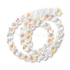 透明なガラスビーズ連  スター  クリアAB  8~8.5x8~8.5x3.5~4mm  穴：1mm&nbsp;X1-GLAA-F112-02I