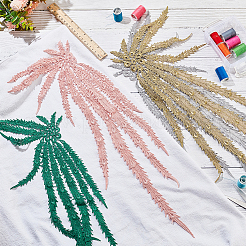 4個 4色 ポリエステル刺繍装飾アクセサリー  レースアップリケパッチ  ミシンクラフト装飾  鳳凰の尾  ミックスカラー  605x200x2mm  1pc /カラー&nbsp;DIY-NB0008-29A