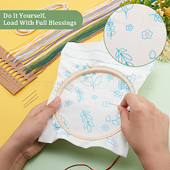 DIY Flower Pattern Drawstring Linen Fabric Bag Embroidery Starter Kit&nbsp;DIY-WR0001-76