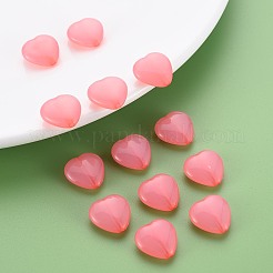 透明なアクリルビーズ  染め  ハート  鮭色  13.5x14x6mm  穴：1.5mm  約775個/500g&nbsp;TACR-S154-54E-03