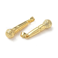 真鍮チャーム  マイク  18KGP本金メッキ  22x7mm  穴：3x4.5mm&nbsp;KK-I371-22G