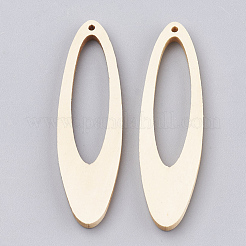 ウッドビッグサイズペンダントトップ  オーバル  小麦  52~53x15x3mm  穴：1.6mm&nbsp;WOOD-T008-19