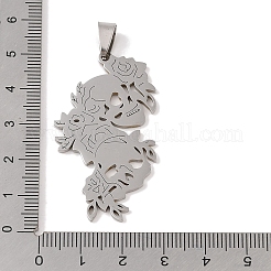 変色しない201ステンレススチールペンダント  スカルチャーム  ステンレス鋼色  47.5x25x1.5mm  穴：4x7mm&nbsp;STAS-A094-07P