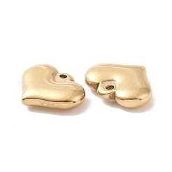304ステンレスペンダント  ハート  18KGP本金メッキ  11.5x14.5x3.5mm  穴：1.2mm&nbsp;STAS-J400-21G