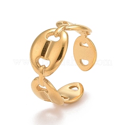 Ion Plating(IP) 304 Stainless Steel Coffee Bean Open Cuff Ring for Women&nbsp;RJEW-A005-30G