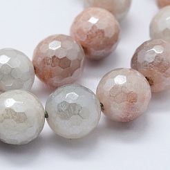 電気メッキされた天然模造の宝石用原石の宝石類  ラウンド  多面カット  6mm  穴：1mm  約67個/連  15.3インチ（39cm）&nbsp;G-G749-06B-6mm
