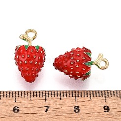合金エナメルチャーム  ストロベリーチャーム  ゴールドカラー  レッド  18.5~19x10.5~11x10mm  穴：1.8mm&nbsp;PALLOY-T092-15