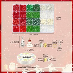 Diyのクリスマスブレスレット作りキット  ガラスとイミテーションパールアクリルビーズを含む  合金エナメルチャーム  キャンディケイン＆ツリー＆サンタクロース＆トナカイ  ミックスカラー&nbsp;DIY-YW0007-55
