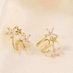 Elegant Flower Brass Clear Cubic Zirconia Geometric Stud Earrings for Women&nbsp;MO8139