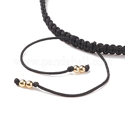 ランプワーク ラウンド イービル アイ ブレイド ビーズ ブレスレット  女性のための調節可能なブレスレット  ブラック  内径：2-1/4~3-1/2インチ（5.8~9cm）&nbsp;BJEW-TA00139-02