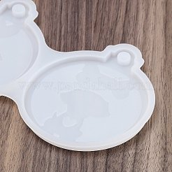 Diyシリコーンペンダント型  レジン型  UVレジン用  エポキシ樹脂ジュエリーペンダント  ホワイト  犬  103x175x7.5mm  穴：9mm&nbsp;DIY-A057-02A