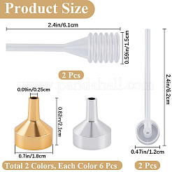 アルミ漏斗  プラスチックスプリングトランスファーピペット付きホッパー  プラチナ·ゴールデン  21~61.5x16.5~18mm  穴：2.5mm&nbsp;DIY-GF0010-45B