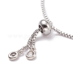 女の子の女性のためのキュービックジルコニアクラシックテニスブレスレット  真鍮パーツ付きスライダーブレスレット  鉛フリー＆カドミウムフリー  プラチナメッキ  内径：1-1/8~3-1/8インチ（3~8cm）&nbsp;BJEW-F417-06P-RS