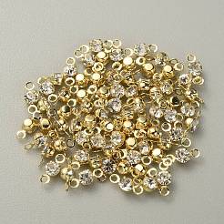 真鍮製のクリアキュービックジルコニアコネクタチャーム  ダイヤモンドリンク  ライトゴールド  7.5x3x2.5mm  穴：1mm&nbsp;RB-WH0005-002A-KCG