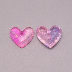 クリア樹脂カボション  グリッターと  ツートン  ハート  ミックスカラー  23~25x26.5x7.2mm&nbsp;CRES-WH0001-36
