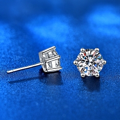 Anti-Tarnish 925 Sterling Silver with Moissanite Rhinestone Earrings&nbsp;AJEW-U007-09P
