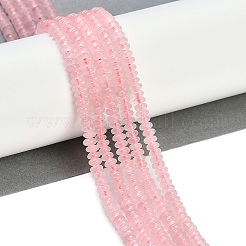 天然石ローズクォーツビーズ連売り  ロンデル  4~4.5x2~2.5mm  穴：1.2mm  約155~163個/連  15.24''~15.31''（38.7~38.9センチメートル）&nbsp;G-K343-C25-01