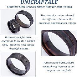 16Pcs 8 Size 316 Stainless Steel Grooved Finger Ring for Men Women&nbsp;RJEW-DC0001-09B