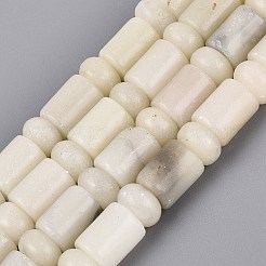 天然な白アフリカオパールビーズ連売り  バレル＆ロンデル  8x10mm  穴：0.9~1.2mm  約50~52個/連  14.57~15.35インチ（37~39cm）  ロンデル：8x4.5~5mm&nbsp;G-Q616-09N